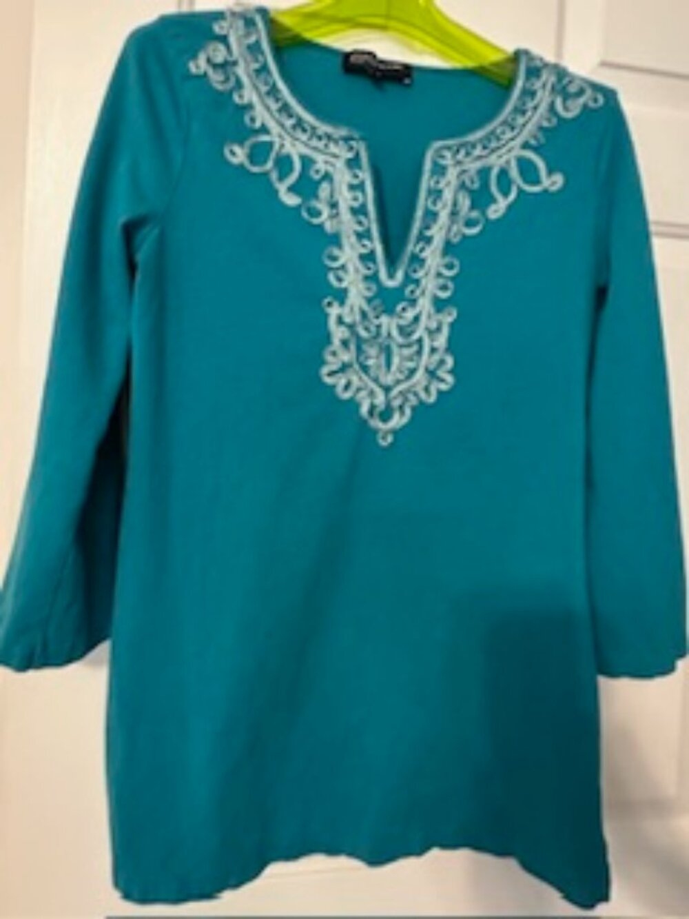 Jones New York Teal 3/4 sleeve top Sz S